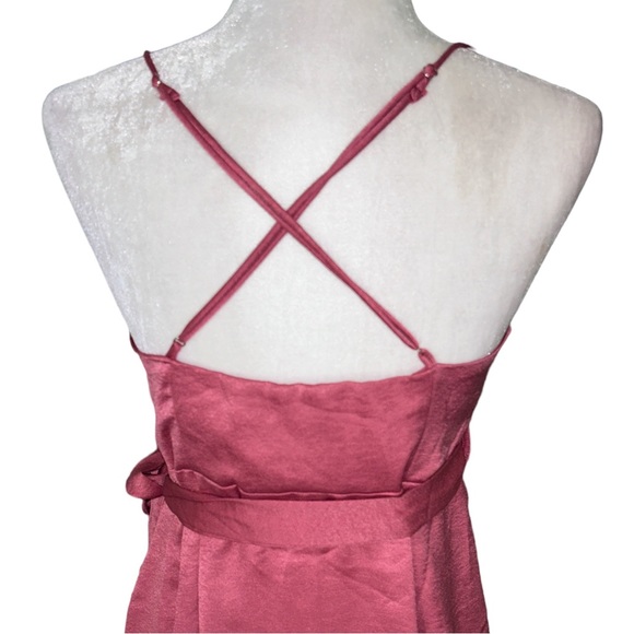 NWT Hello Molly If The Gown Fits Satin Wrap Draped Mini Dress in Rose - 6 - Picture 10 of 16